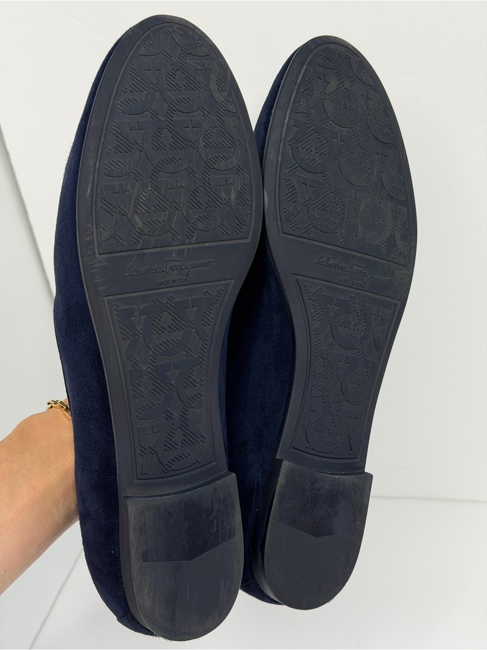 SALVATORE FERRAGAMO Navy Blue Trifoglio Loafer - size 9 C - Picture 7 of 13